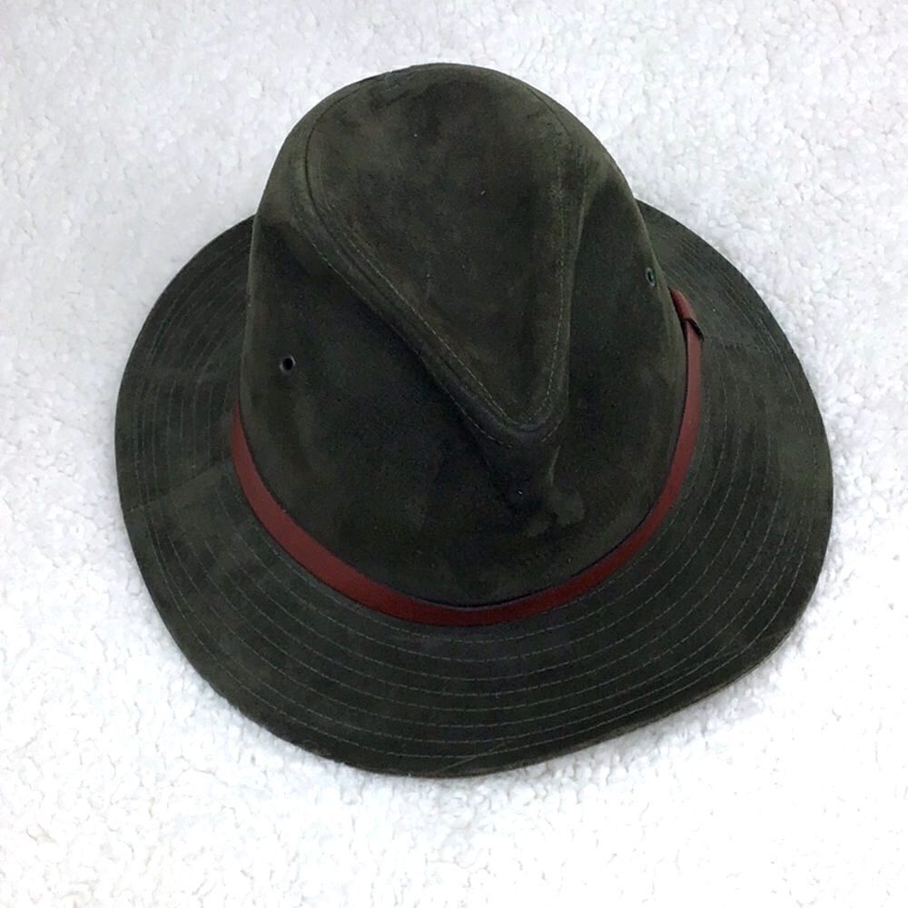 American Eagle Olive Suede Indiana Jones style Fedora Hat
